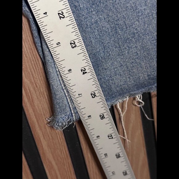 Reformation Jeans 25 Womens Blue Straight Frayed Distressed High Rise Ankle - Picture 5 of 9